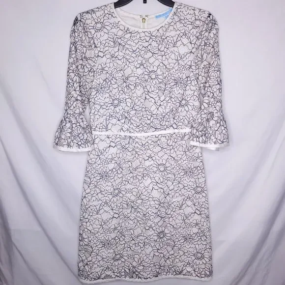 off shoulder dress black lace Metallic Lace Off-Shoulder Black Sheath Midi Dress main image 1